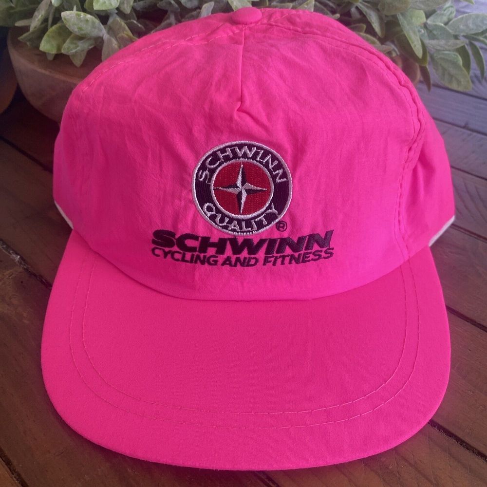 NOS Schwinn Cycling & Fitness Embroidered Pink Snapback Hat‎ Vintage WOW - ROC